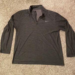 Large gray Nike Dri-Fit half zip pullover.